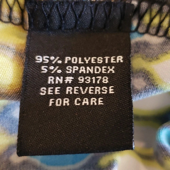 Crossover 3/4 Sleeve Blouse Womens XL Blue Green Black - Picture 11 of 17